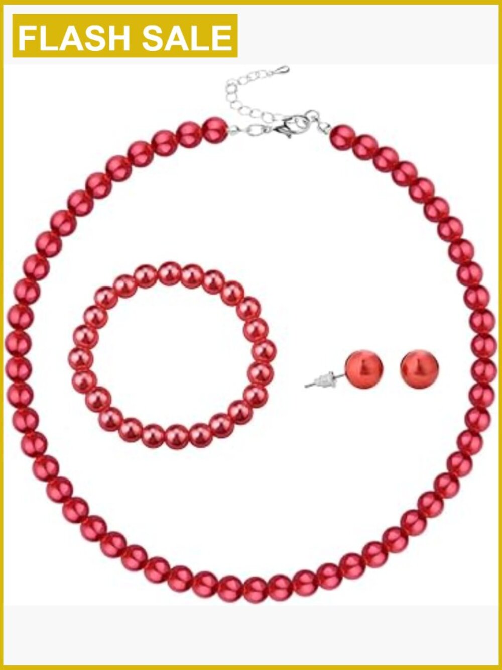 3-Piece Pearl Jewelry Set - Necklace, Earrings, Bracelet - Round 8mm Pearls,
